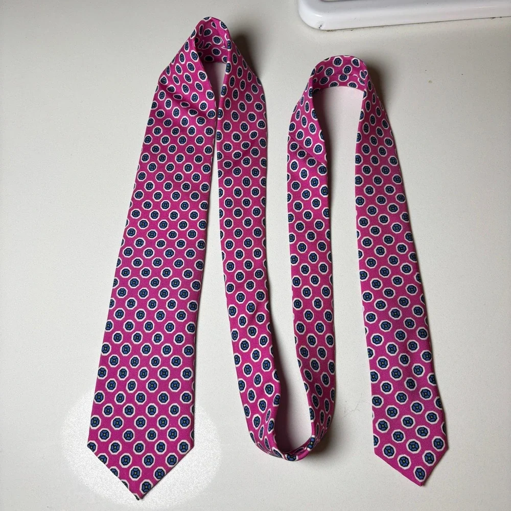 Polo Ralph Lauren Men's Pink Geometric‎ Medallion Silk Necktie Career Prof